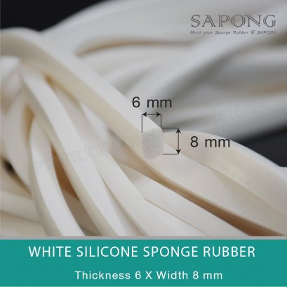 White silicone sponge rubber 6x8 mm