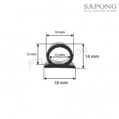ยางฟองน้ำEPDM Omega Section 18x14 mm