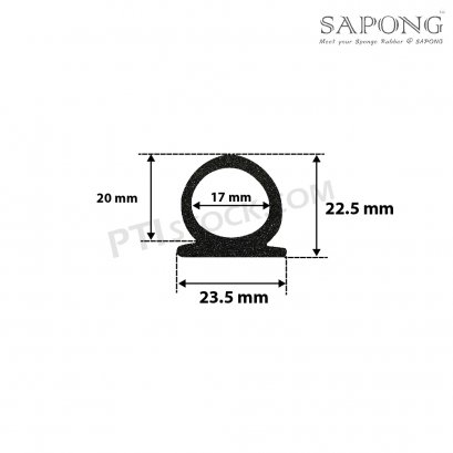 ยางฟองน้ำEPDM Omega Section 23.5x22.5 mm