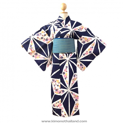 【เช่า】ชุดยูกาตะ สีกรมน้ำเงิน