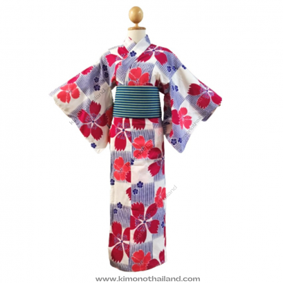 【เช่า】ชุดยูกาตะ สีแดง-น้ำเงิน