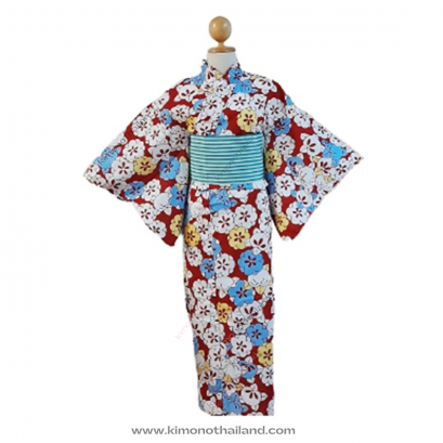 【เช่า】ชุดยูกาตะ สีแดง-ฟ้า