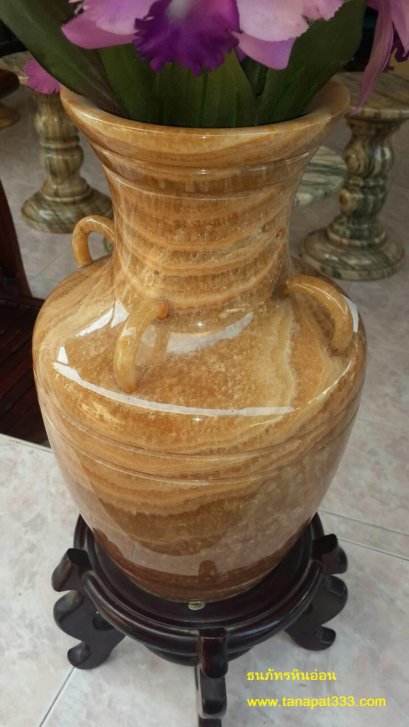 แจกันหินอ่อนเนื้อลายน้ำผึ้งใส