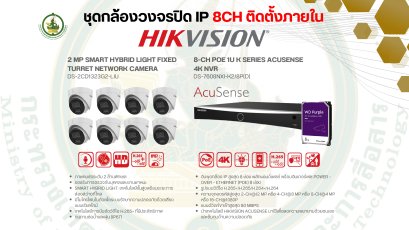 ชุดกล้องวงจรปิด IP 8CH ติดตั้งภายใน