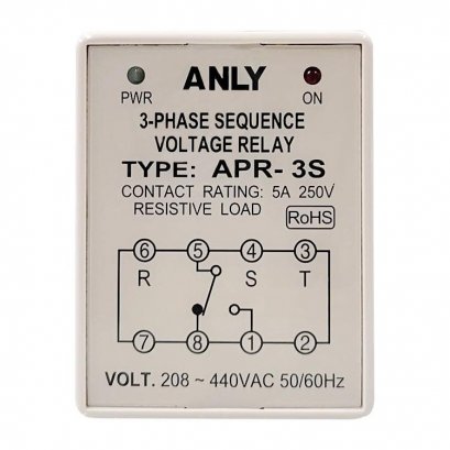 Anly APR-3S (AC 208-440V) รีเลย์แรงดันไฟฟ้า 3 เฟส 3-PHASE SEQUENCE VOLTAGE RELAY @ ราคา
