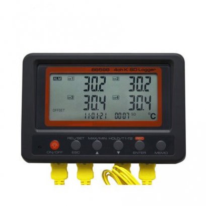 AZ-88598 , เครื่องบันทึกอุณหภูมิ 4 ช่องโพรบ (4 Channel K Thermocouple SD Card Logger) / ราคา