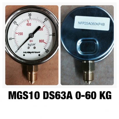 เกจ์วัดความดัน 2.5 นิ้ว 0-60 kg/cm2 (840PSI) ออกล่าง เกลียว 1/4&quot; BSPM ทองเหลือง MGS10 DS63A NUOVAFIMA Pressure Gauge Made in ITALY @ ราคา