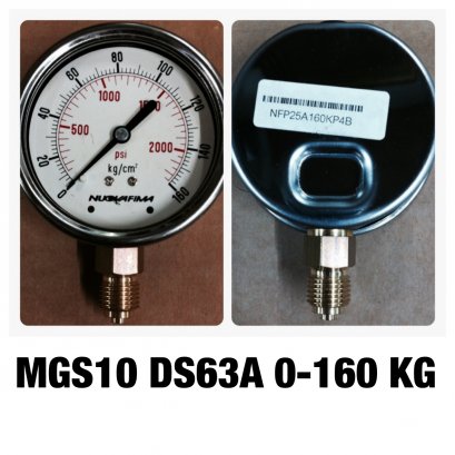 เกจ์วัดความดัน 2.5 นิ้ว 0-160 Kg/cm2 (2250PSI) ออกล่าง เกลียว 1/4&quot; BSPM ทองเหลือง MGS10 DS63A NUOVAFIMA Pressure Gauge Made in ITALY @ ราคา