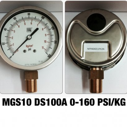 เกจ์วัดความดัน 4 นิ้ว 0-11 Kg/cm2 (0-160PSI) ออกล่าง 1/2&quot; ทองเหลือง NPT , MGS10 DS100A NUOVAFIMA Pressure Gauge Made in ITALY @ ราคา