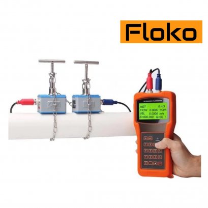 FLOKO FM-200H (Sensor TM-1) เครื่องวัดอัตราการไหลของเหลว แบบอุลตร้าโซนิคชนิดรัดท่อ Portable Handheld Ultrasonic Clamp On Flow Meter @ ราคา