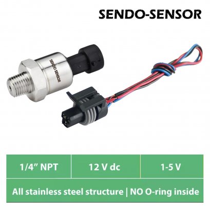 Sendo SS208 (Ranges 0-300 Psi) เซนเซอร์วัดความดัน Stainless steel pressure sensor (Ranges 0-300 Psi , 3 Wire) (Output 1-5V) (Supply 12VDC) (เกลียว 1/4" NPT) @ ราคา