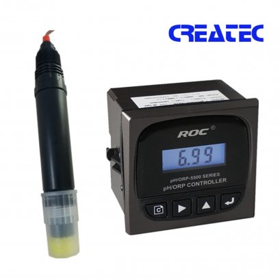 PH-5520 / ROC Create เครื่องวัดและควบคุมค่ากรดด่าง pH Meter Controller (Output : Relay) (Output : 4-20mA) (Supply 220VAC)  + Probe PH-1110A (Cable 10 เมตร) @ ราคา