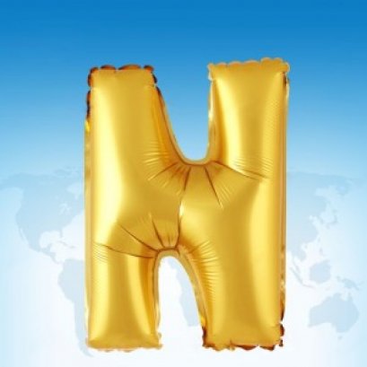 ฟอยล์ตัวอักษร 40 นิ้ว สีทอง N