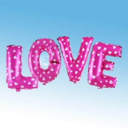 ฟอยล์ตัวอักษร LOVE 16 นิ้ว สีชมพู