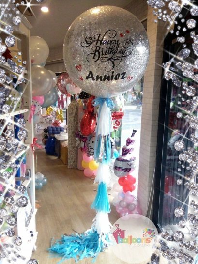 ลูกโป่งกลิสเตอร์เงิน 36 นิ้ว