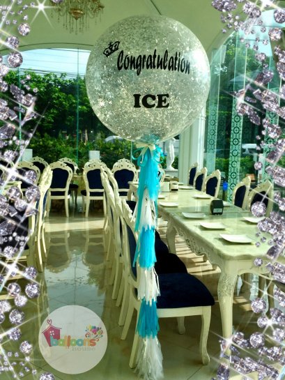 ลูกโป่งกลิสเตอร์เงิน 36 นิ้ว