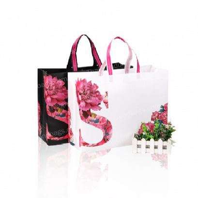 ถุงผ้าสปันบอนด์ลายดอกไม้โค้ง