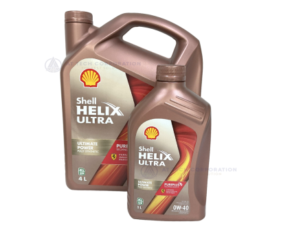 Shell Helix Ultra  Premium Synthetic 0W-40 น้ำมันเครื่องสังเคราะห์แท้ 100% เกรดพรีเมี่ยม เบนซิน (4L+1L)