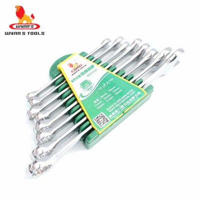 ชุดประแจปากตาย-แหวนข้าง 8ตัว/ชุด เอน 15 ํ กันสนิม WYNN&#039;S - W0327AC