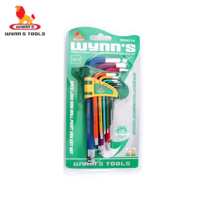 ชุดประแจแอลหัวเหลี่ยม หัวบอล หลากสี 9ตัว/ชุด WYNN&#039;S - W9921A