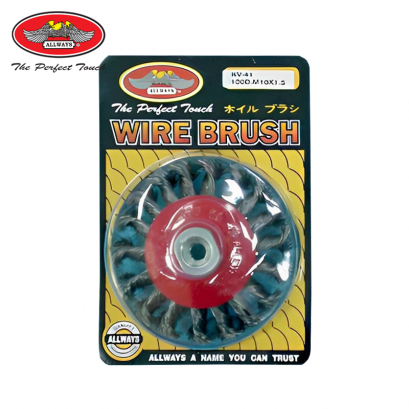 แปรงลวด แบบเปียถัก รุ่นจาน ขนาด 4 นิ้ว เกลียว M10 สำหรับงาน ขัดเงา ปัดเงา ทำความสะอาด ขัดลอกสี ขัดสนิม รุ่น KV-41 ALLWAYS