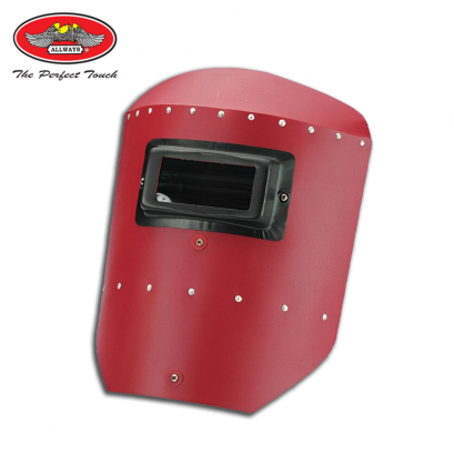 หน้ากากอ๊อกไฟเบอร์ พร้อมกระจก ดำ ชนิดมือถือ รุ่น M-3/3 สีแดง ผลิตจากไฟเบอร์ชั้นเยี่ยม เบา ทน หน้ากากเชื่อม หน้ากากอ๊อก หมวกเชื่อม ALLWAYS