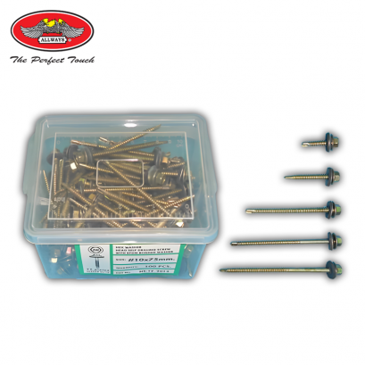 สกรู สกรูปลายสว่าน กล่อง PVC กล่องละ100ตัว มีหลายขนาด สำหรับยึดหลังคากระเบื้อง ออกแบบให้เหมาะสมกับการใช้งานไม้และงานเหล็ก ALLWAYS