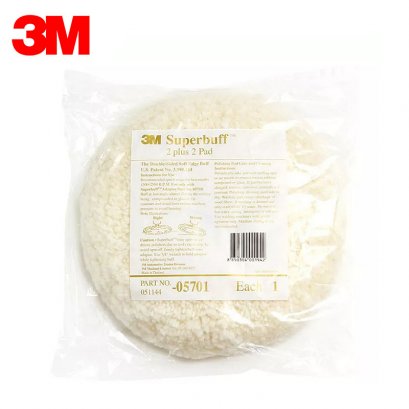 ขนแกะขัดสีรถยนต์​สีขาว ขัดหยาบ แบบ 2หน้า - 3M 05701 Superbuff