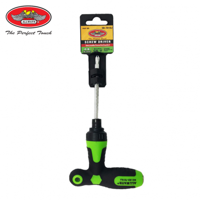 ไขควงสลับ ฟรีซ้ายขวา ด้ามตัวที ใช้งานได้ทั้งปลายแบน และปลายแฉก สามารถตั้งล็อคและเลือกหมุนฟรีซ้ายขวาได้ เลื่อนความยาวได้ 4&quot; ถึง 6&quot; SD-7018J ALLWAYS