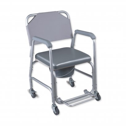 รถเข็นนั่งถ่าย เก้าอี้นั่งถ่าย อลูมิเนียม มีล้อและที่ล็อคล้อ