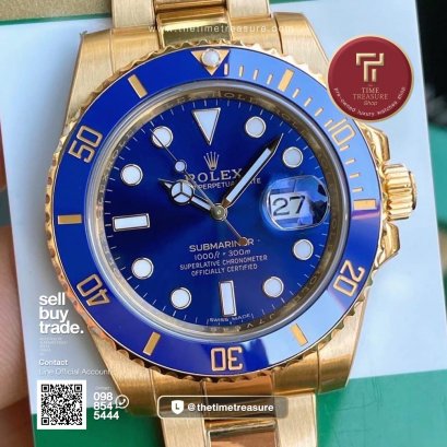 Rolex Submariner Date 40mm 116618LB Full Yellow Gold Blue