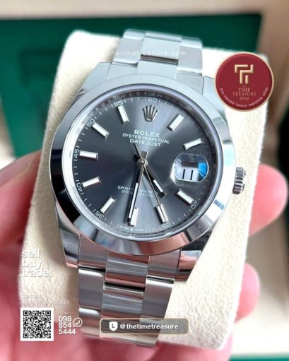 Rolex Datejust 41 Dark Rhodium Dial Oyster Steel 126300 