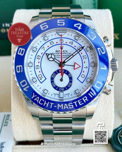 Rolex 116680 Yacht-Master II 44mm Stainless Steel Mercedes Hand White Dial 
