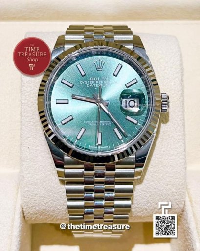 Rolex 126234 Datejust 36 Mint Green Dial Jubilee