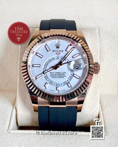 Rolex 326235 SKY-DWELLER White Dial 42 mm. Rose gold Oysterflex