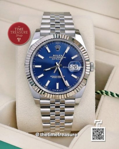 Rolex 126334 Datejust41 Fluted WG Blue Dial White Gold Jubilee 