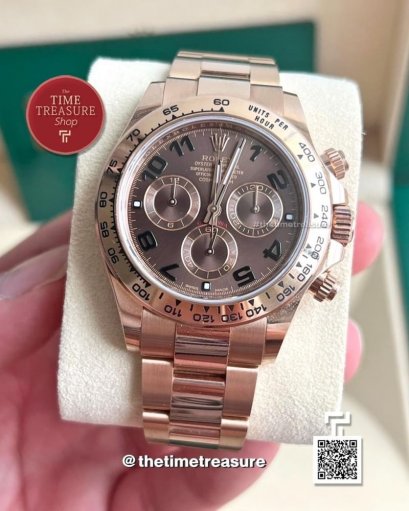 Rolex Daytona 116505 Full Rose Gold Chocolate Arabic Dial 