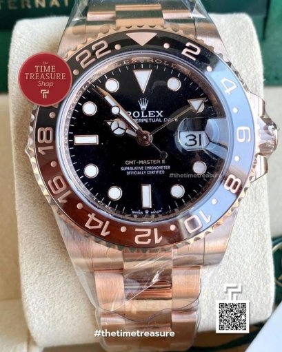 Rolex 126715CHNR GMT-Master II Rootbeer Full Rose Gold