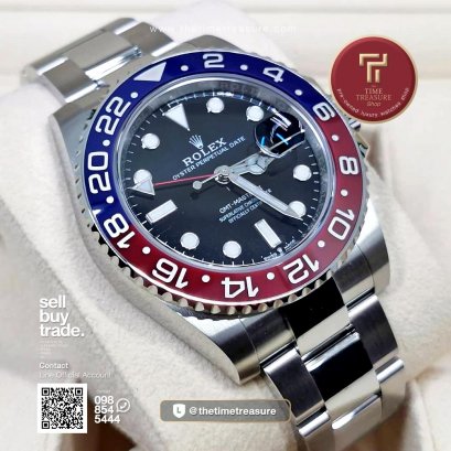Rolex 126710BLRO GMT Master II Pepsi Oyster Steel 40 mm. Pepsi Jubilee Steel 40 mm. 