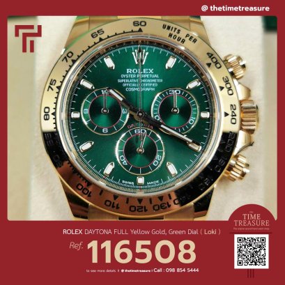 Rolex 116508 daytona full yellow gold green dial