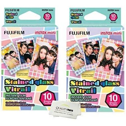 Fujifilm Instax Mini Stained Glass Instant Film-2 Pack- (20Prints) + Quality Photo Microfiber Cloth_test