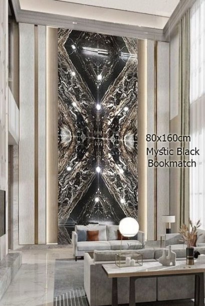 80x160cm. Mystic Black Bookmatch