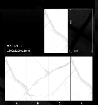 160x320X1.2cm. 3212L11  Sintered Stone Bookmatch