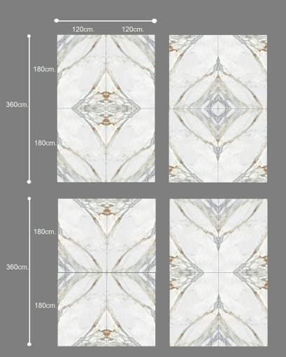 120x180cm. Calacutta Bookmatch