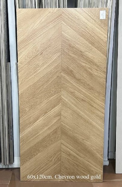 60x120cm. Chevron wood gold