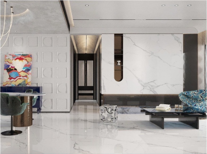 120x240cm. Greek White Sintered Stone Bookmatch