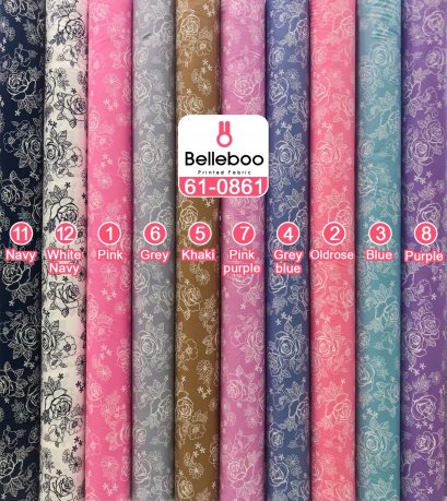 ผ้าคอตตอนพิมพ์ลายดอกกุหลาบ