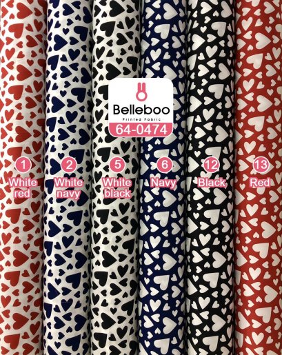 ผ้าคอตตอนพิมพ์ลายหัวใจ