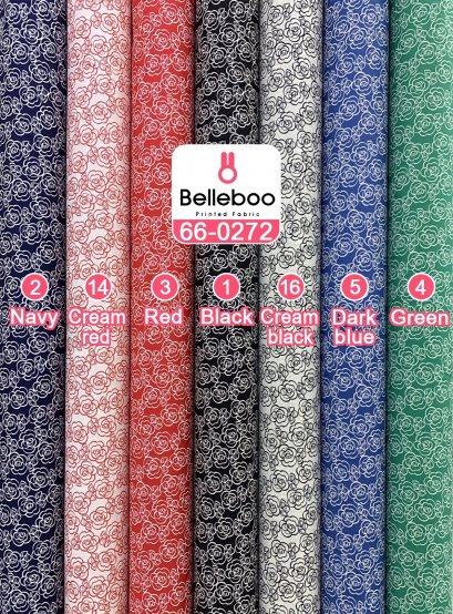 ผ้าคอตตอนพิมพ์ลายดอกกุหลาบ