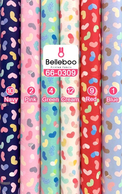 ผ้าคอตตอนพิมพ์ลายหัวใจ